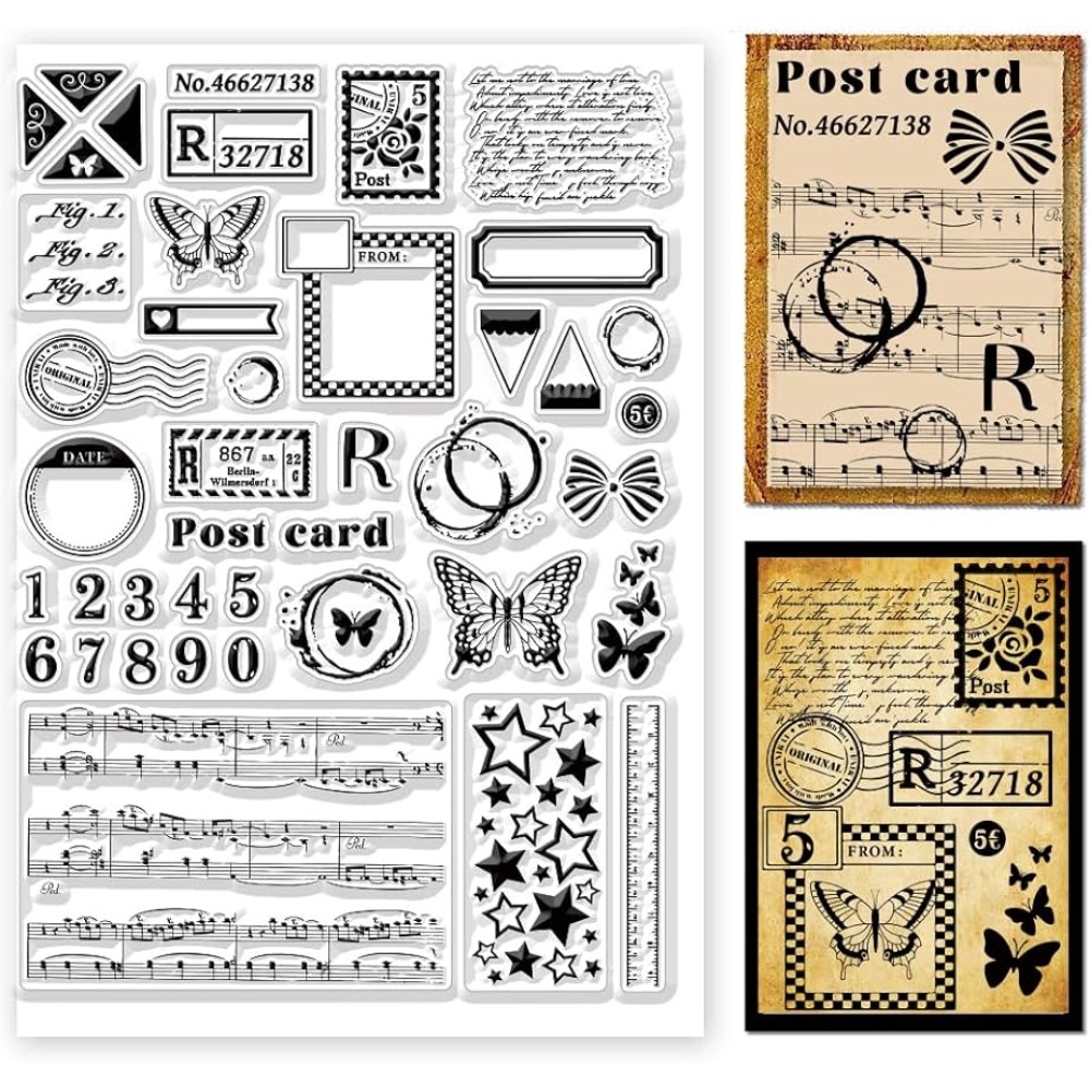 Clear Silicone Stamps For Card Making - Postage Clear Stamps Variety Patterns Vintage