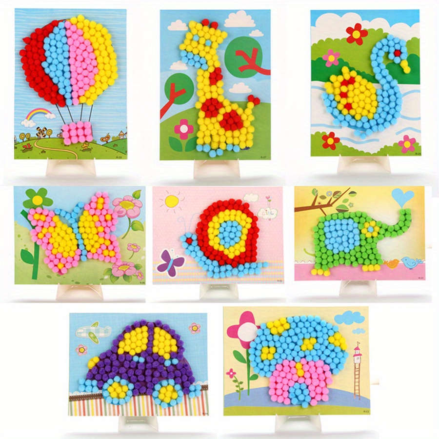 Painting Supplies - 2pcs 16x21cm Colorful Pom-Pom Painting Animal
