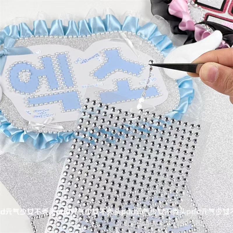 Scrapbooking - Waterproof Rhinestone Pearl Chain Stickers 3D