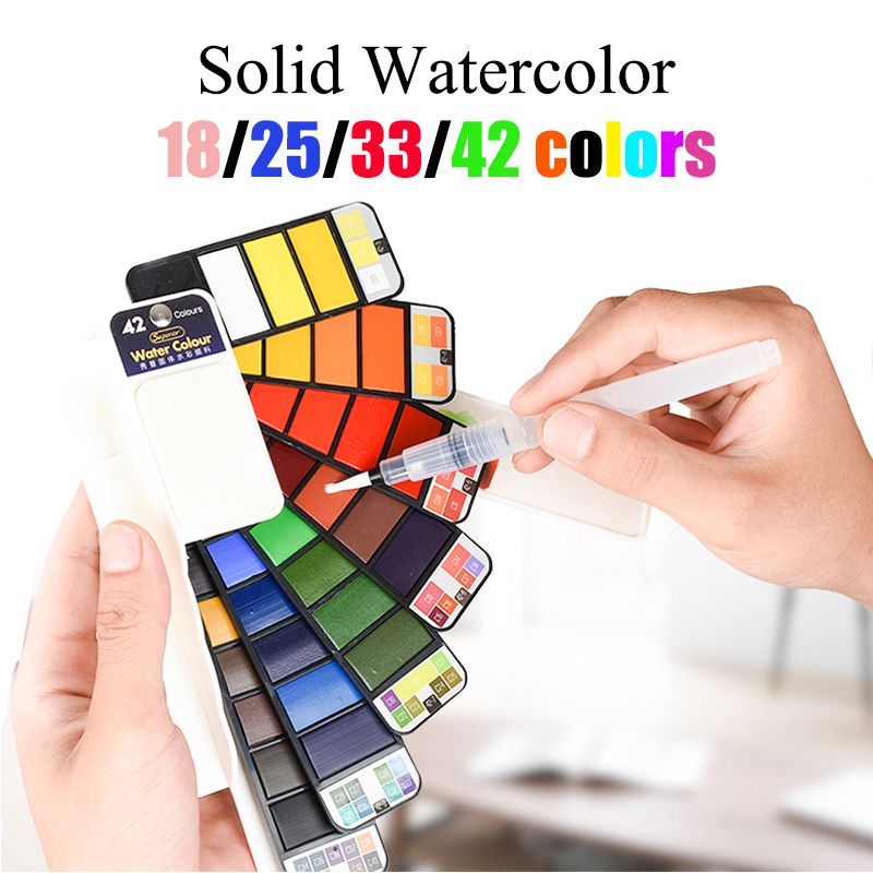 Watercolor Paint Set Solid Pigment - 18/25/33/42 Colors Solid Watercolor Set Whirl