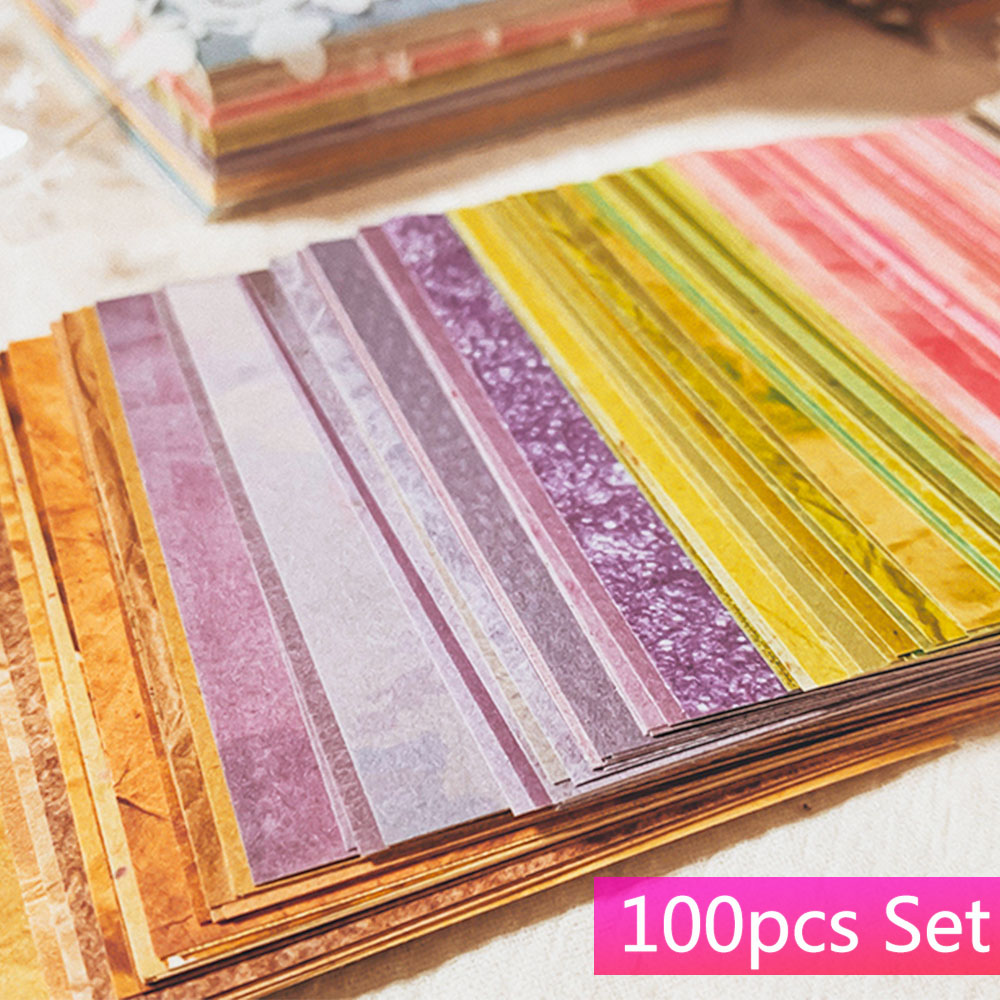 Vintage Junk Journal Scrapbooking Paper - 100 Pcs Colorful Texture Background Craft