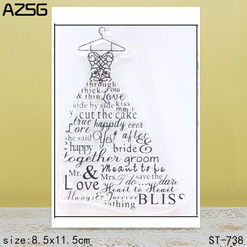 Clear Silicone Stamps For Card Making - AZSG Wedding dress Clear Stamps/Seals For