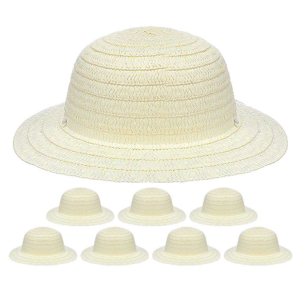 8Pcs DIY Kids Straw Hats White - Painting Supplies 评论和价格