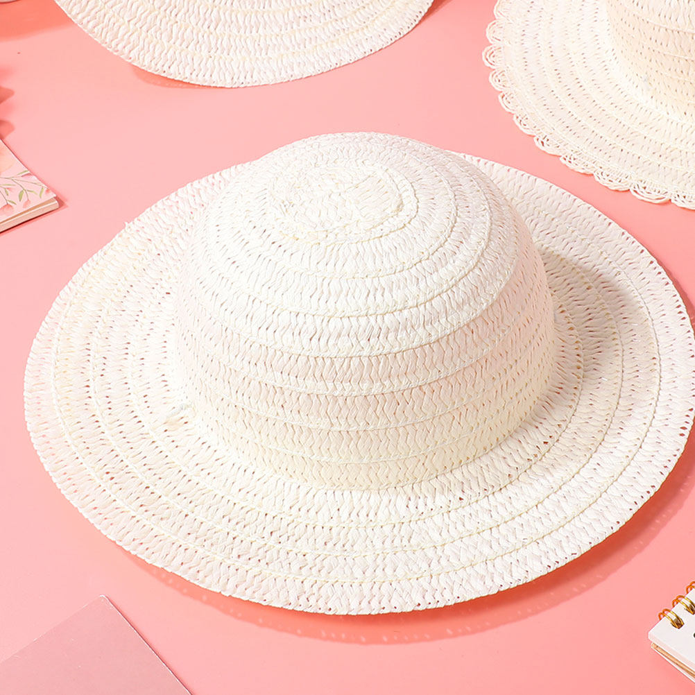 8Pcs DIY Kids Straw Hats White - Painting Supplies 评论和价格