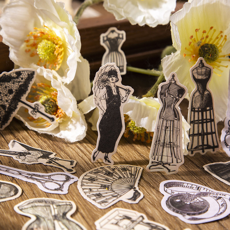 60 pcs Vintage Stickers+materi - Vintage Junk Journal Scrapbooking Paper 评论和价格