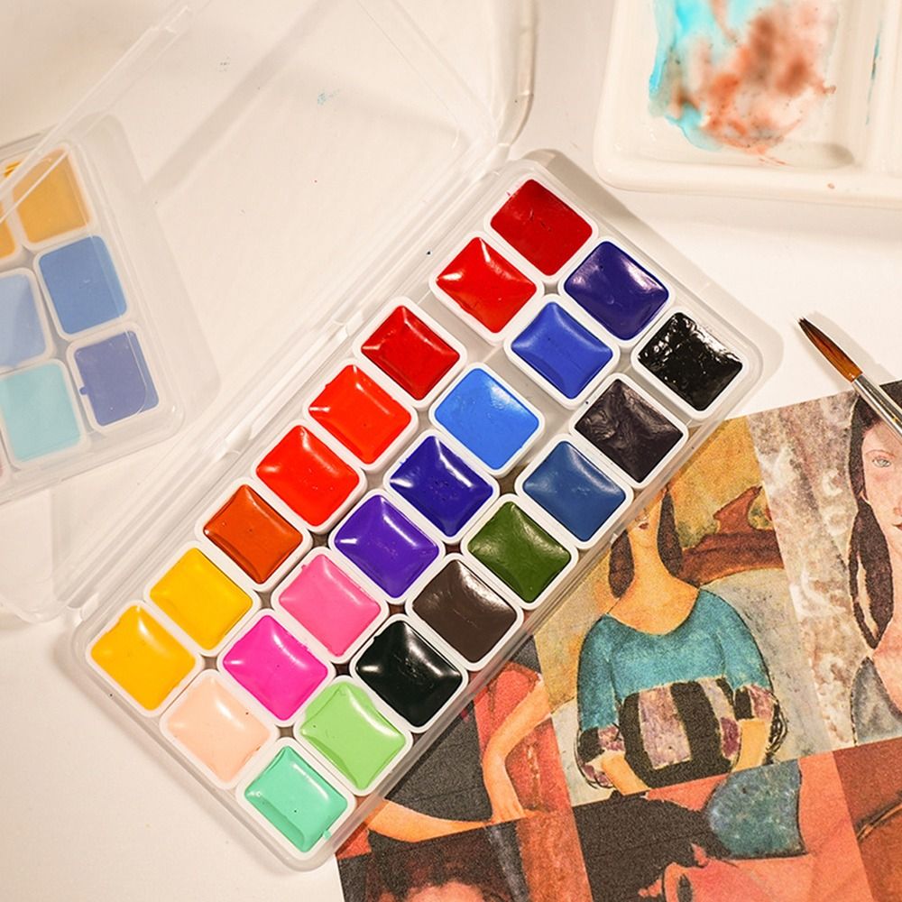 24 Colors Watercolors Paint Se - Watercolor Paint Set Solid Pigment 评论和价格