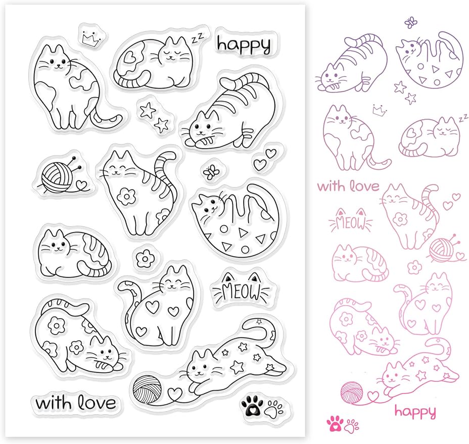 Cut Cats Silicone Clear Stamps - Clear Silicone Stamps For Card Making 评论和价格