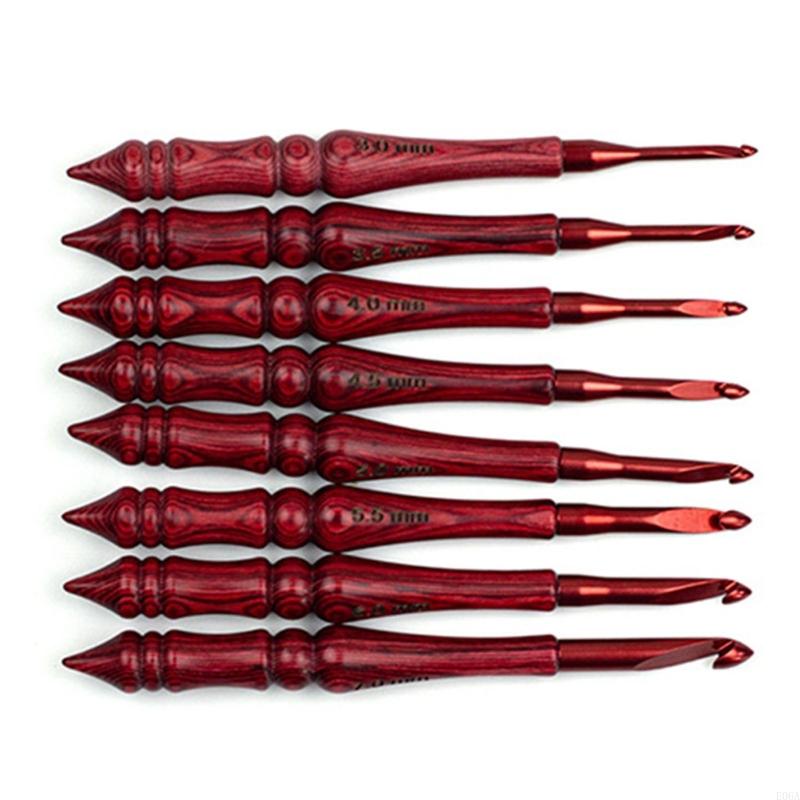 8Pcs Wooden Handle Crochet Hoo - Wooden Crochet Hooks Ergonomic Handle 评论和价格