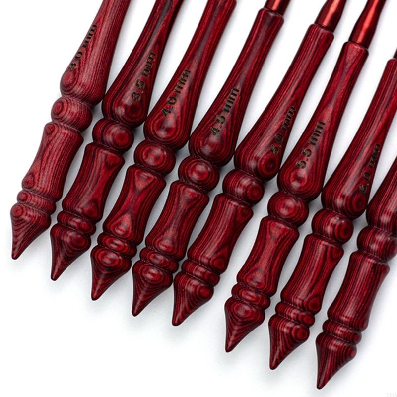8Pcs Wooden Handle Crochet Hoo - Wooden Crochet Hooks Ergonomic Handle 评论和价格