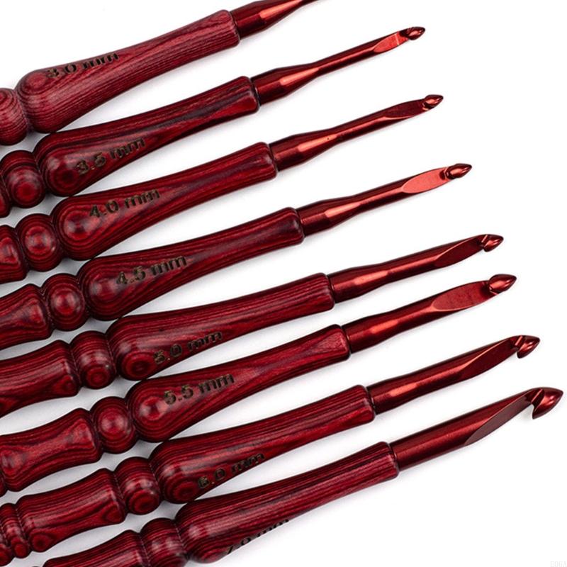8Pcs Wooden Handle Crochet Hoo - Wooden Crochet Hooks Ergonomic Handle 评论和价格