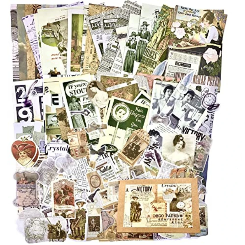 Vintage Stickers For Journalin - Vintage Junk Journal Scrapbooking Paper 评论和价格