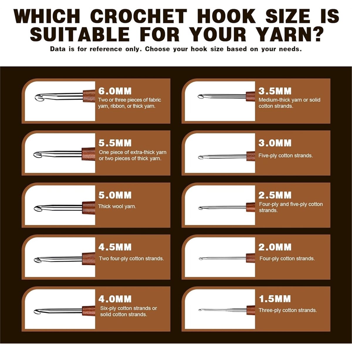 AT16 5 Pcs Crochet Hook, 5 Siz - Wooden Crochet Hooks Ergonomic Handle 评论和价格