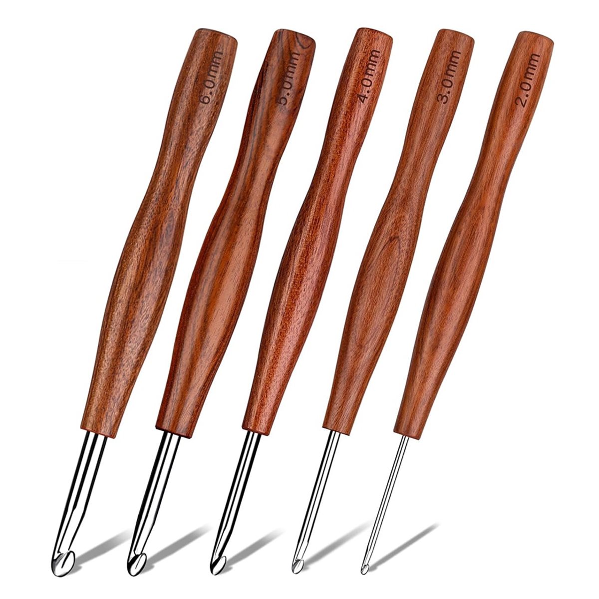 AT16 5 Pcs Crochet Hook, 5 Siz - Wooden Crochet Hooks Ergonomic Handle 评论和价格