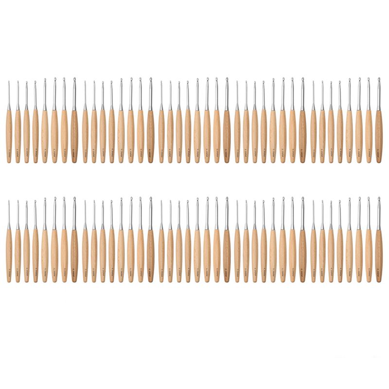 SEWS-80Pcs Wood Crochet Hooks  - Wooden Crochet Hooks Ergonomic Handle 评论和价格
