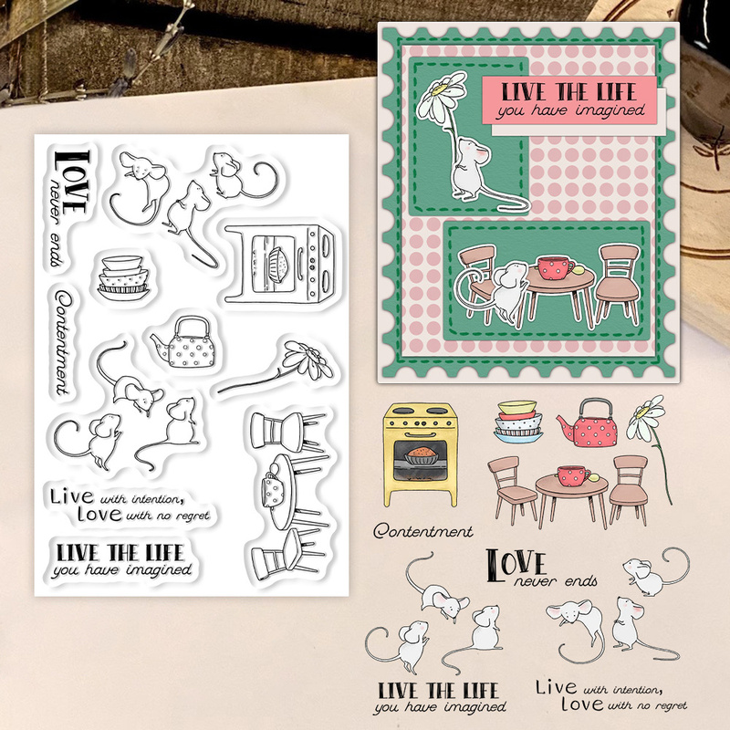 Suncraft Little Mouse & Kitche - Clear Silicone Stamps For Card Making 评论和价格