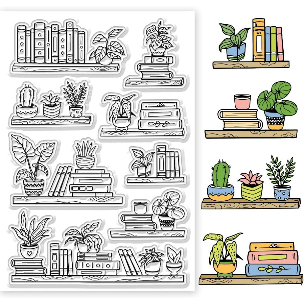 Potted Bookshelf Clear Stamps  - Clear Silicone Stamps For Card Making 评论和价格