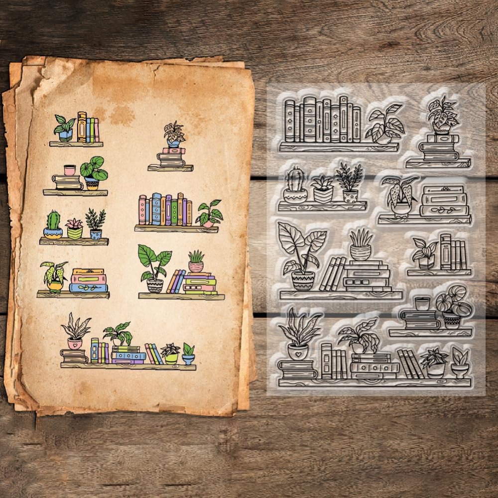 Potted Bookshelf Clear Stamps  - Clear Silicone Stamps For Card Making 评论和价格