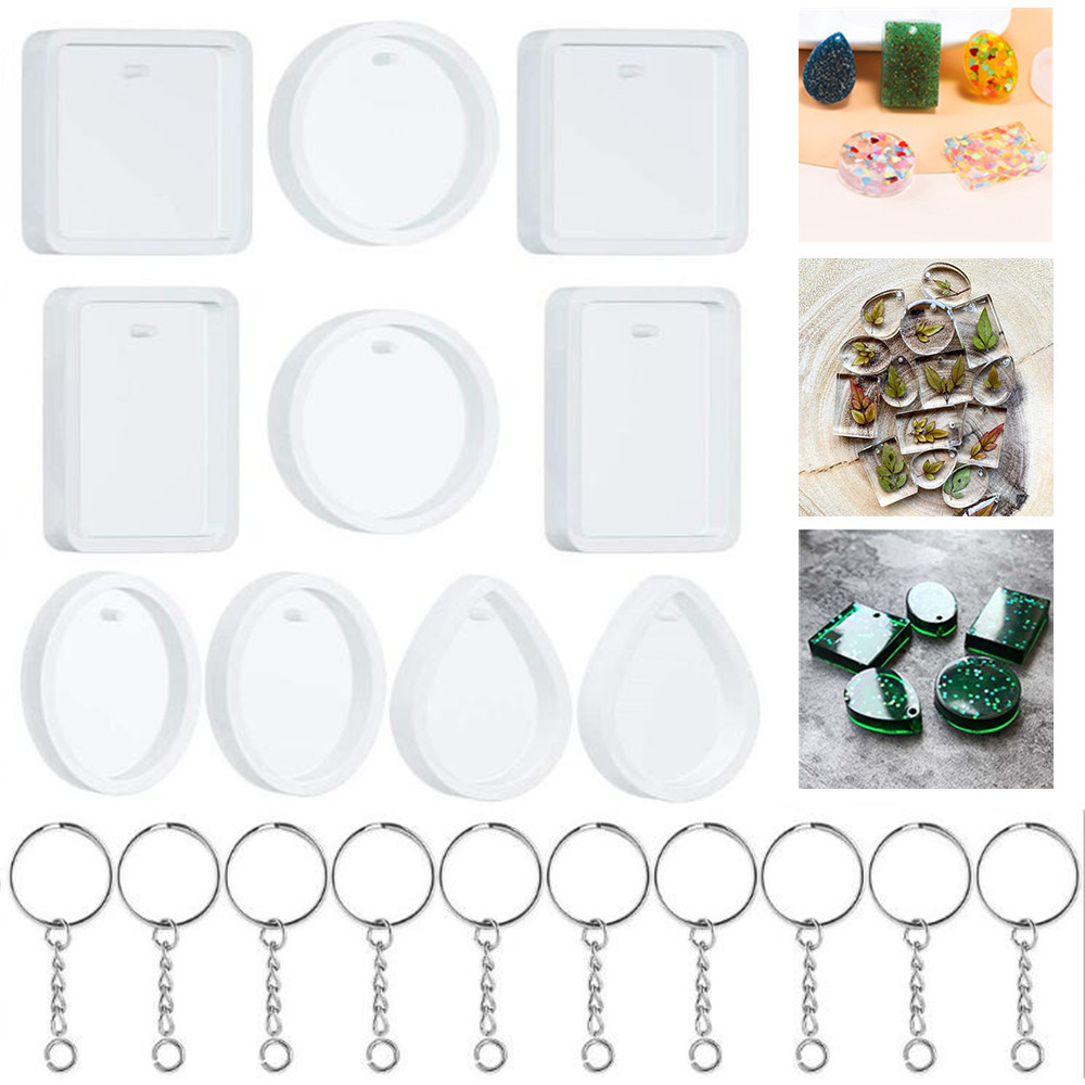 20Pcs/Set DIY Keychain Pendant - Silicone Epoxy Resin Molds Set 评论和价格