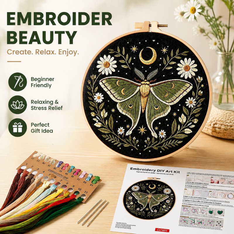 Butterfly Flower Embroidery DI - Cross Stitch Stamped Kits Beginners 评论和价格