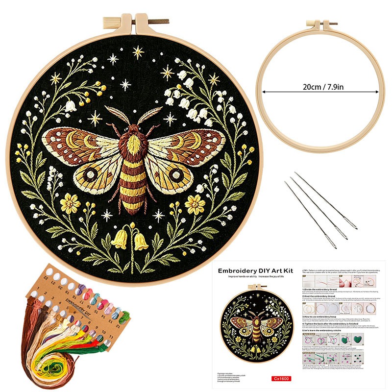 Butterfly Flower Embroidery DI - Cross Stitch Stamped Kits Beginners 评论和价格