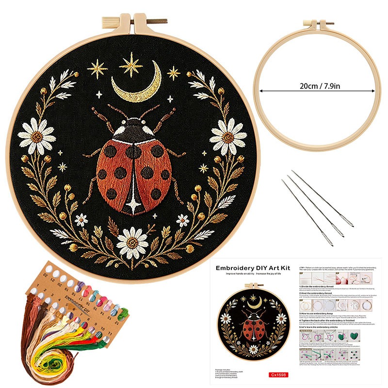 Butterfly Flower Embroidery DI - Cross Stitch Stamped Kits Beginners 评论和价格