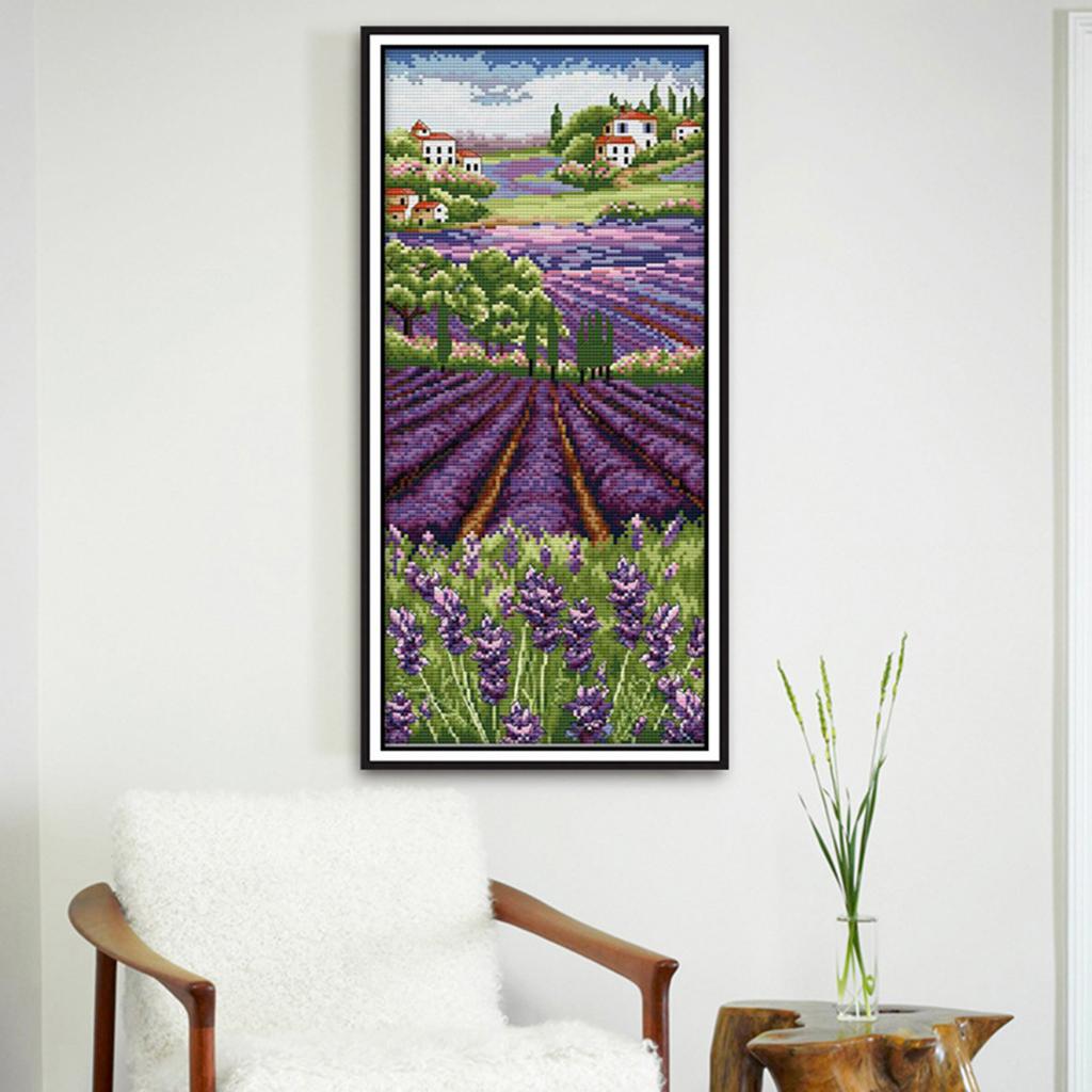 Lavender Flowers Stamped Cross - Cross Stitch Stamped Kits Beginners 评论和价格