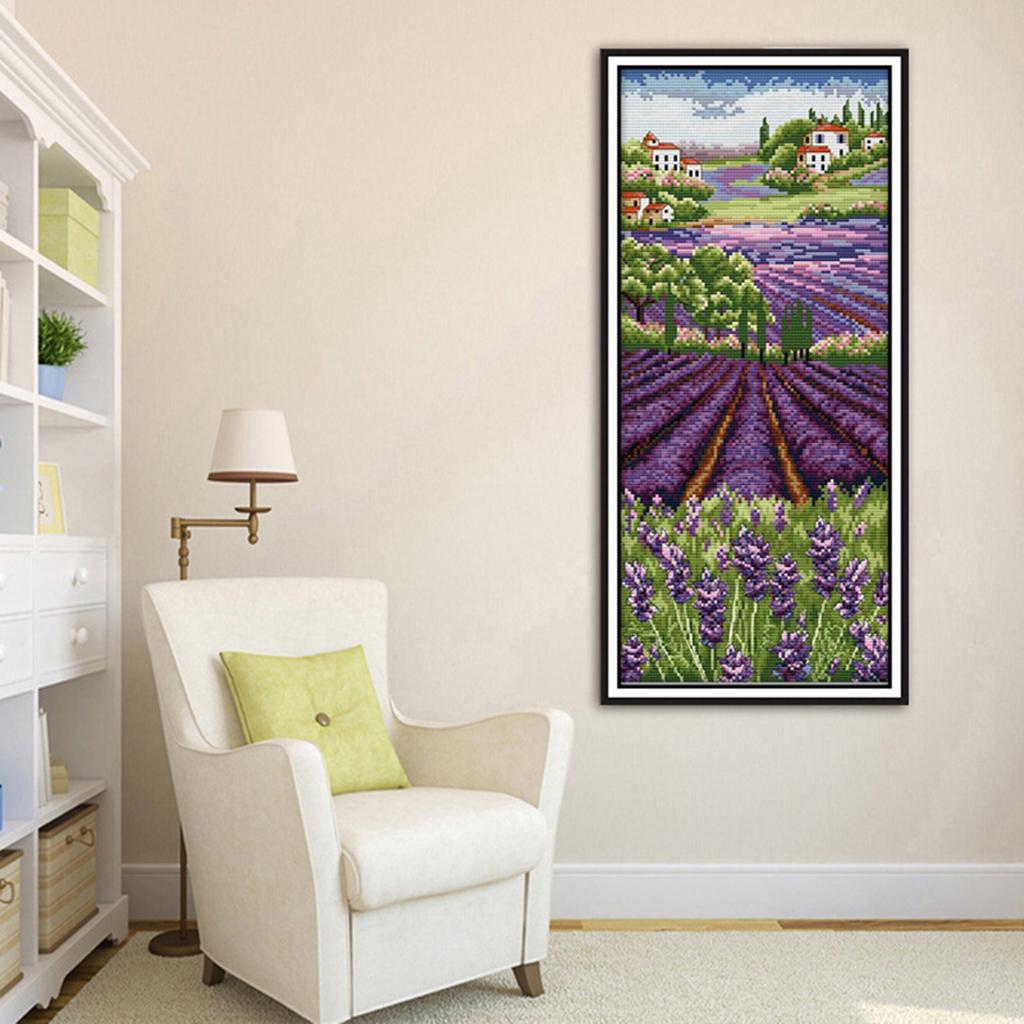 Lavender Flowers Stamped Cross - Cross Stitch Stamped Kits Beginners 评论和价格