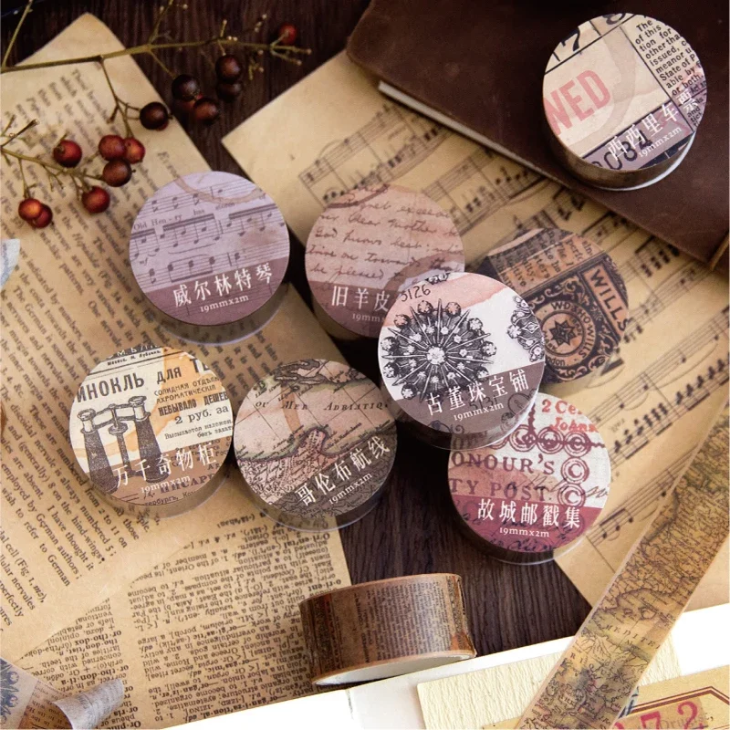 18.5mm*2m Vintage Washi Paper  - Vintage Junk Journal Scrapbooking Paper 评论和价格