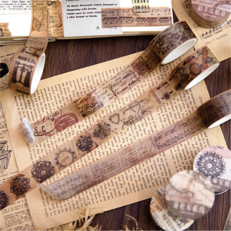18.5mm*2m Vintage Washi Paper  - Vintage Junk Journal Scrapbooking Paper 评论和价格