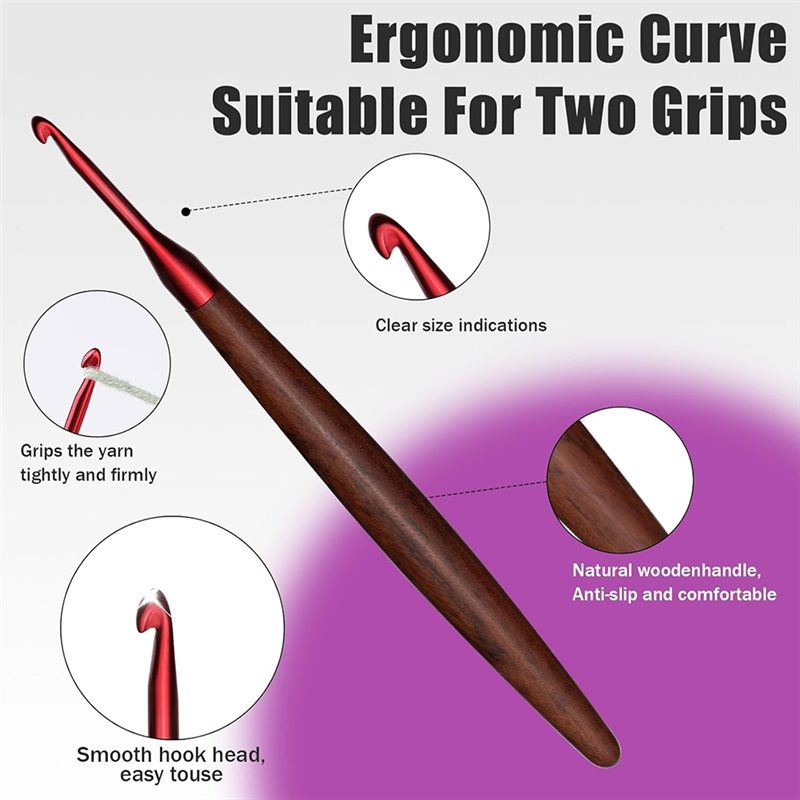 A59Z-Ergonomic Wooden Handle C - Wooden Crochet Hooks Ergonomic Handle 评论和价格