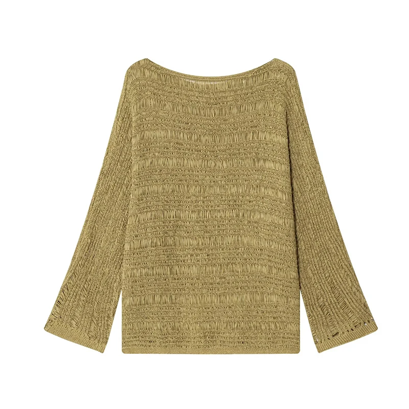Vintage Boat Neck Knit Sweater - Embroidery 评论和价格