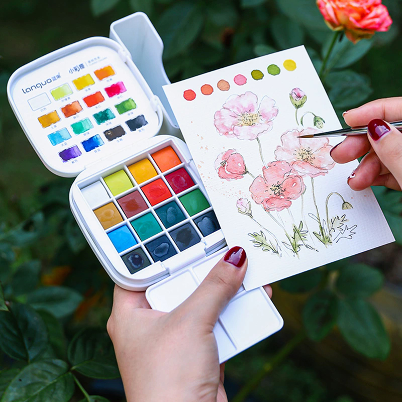 LANGUO 16Colors Watercolor Pai - Watercolor Paint Set Solid Pigment 评论和价格
