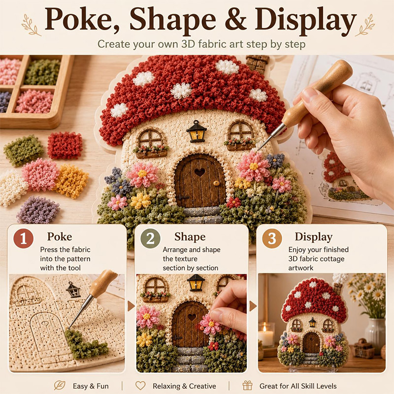 3D Mushroom House Poke Art DIY - Craft Tools 评论和价格