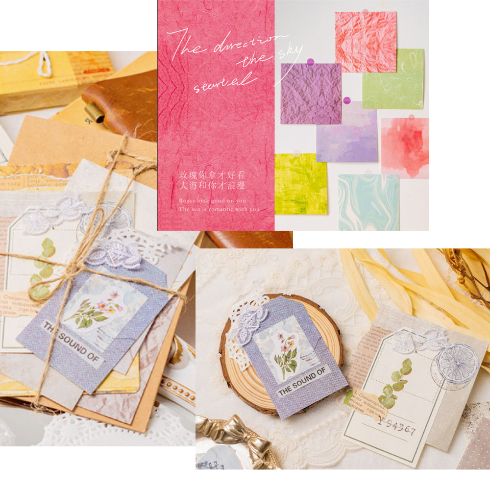 100 Pcs Colorful Texture Backg - Vintage Junk Journal Scrapbooking Paper 评论和价格