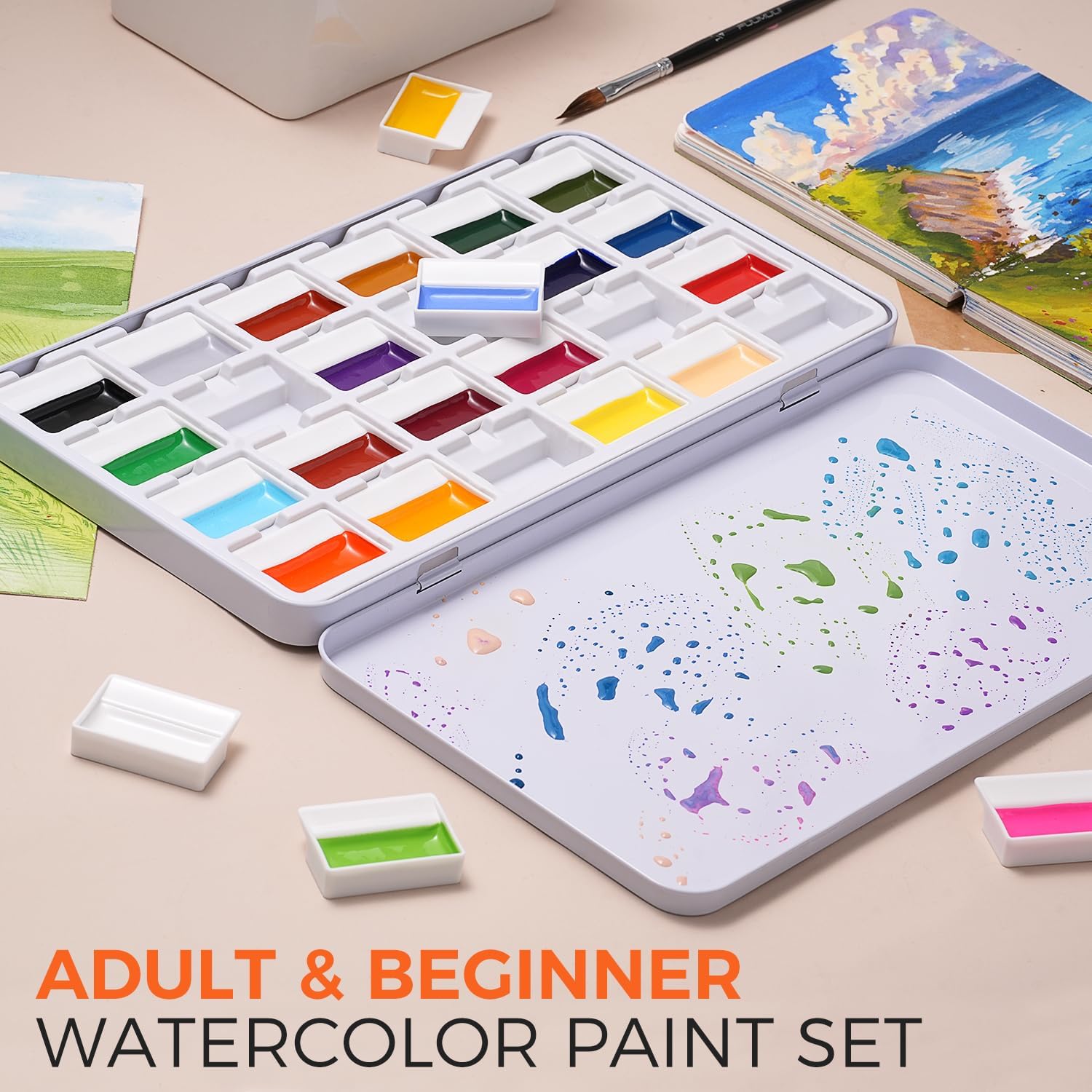 24 Colors Opaque Solid Waterco - Watercolor Paint Set Solid Pigment 评论和价格