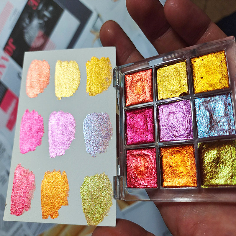 9 color Nail Solid Pigment Aur - Watercolor Paint Set Solid Pigment 评论和价格