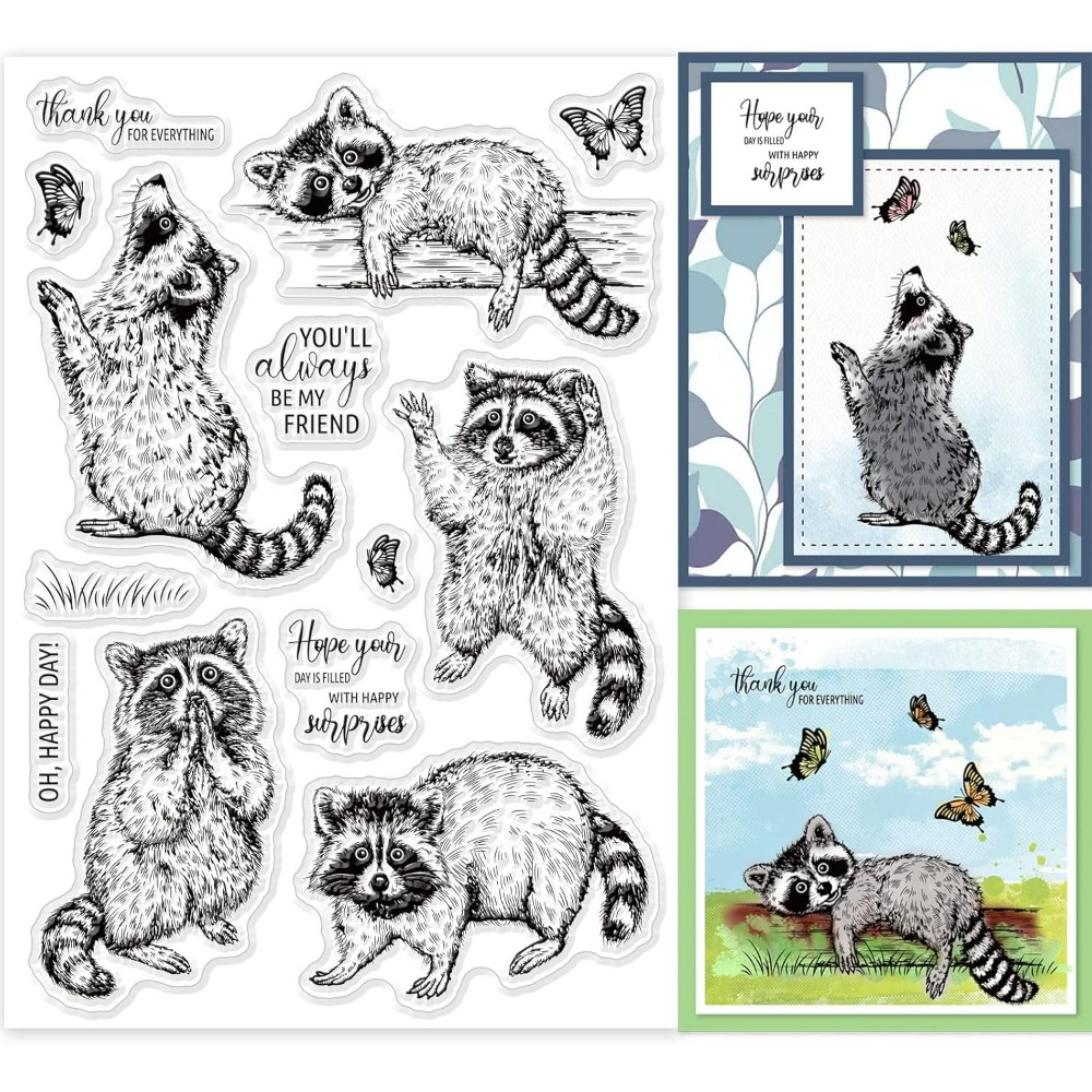 Realistic Raccoons Clear Stamp - Clear Silicone Stamps For Card Making 评论和价格