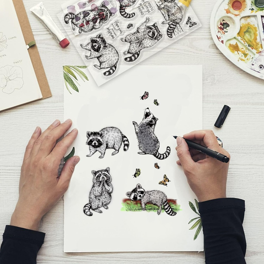 Realistic Raccoons Clear Stamp - Clear Silicone Stamps For Card Making 评论和价格