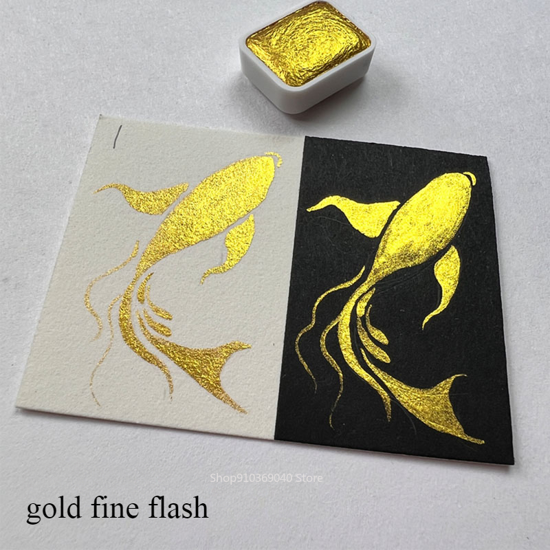 Golden Pearlescent Pigment Sol - Watercolor Paint Set Solid Pigment 评论和价格