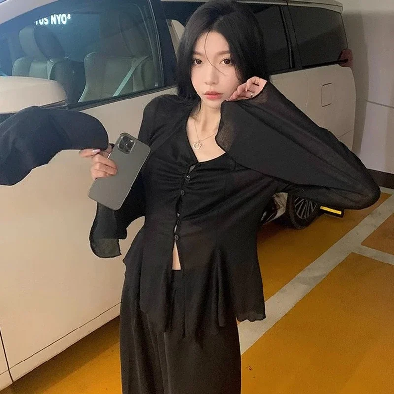 Sheer Flare Sleeve Blouse - Y2 - Embroidery 评论和价格