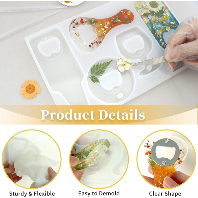 Bottle opener resin mold、Beer  - Silicone Epoxy Resin Molds Set 评论和价格