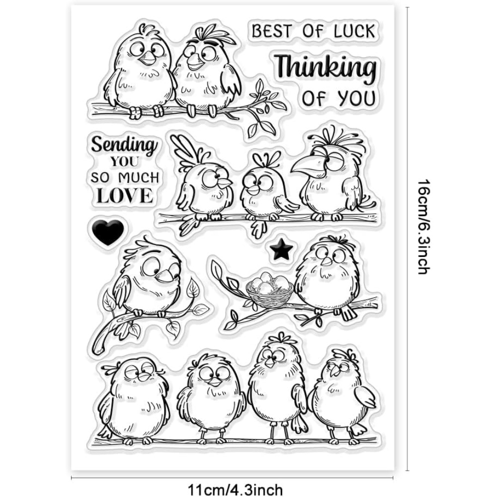 Funny Birds Branches Clear Sta - Clear Silicone Stamps For Card Making 评论和价格