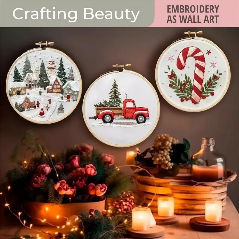 Hand Embroidery Starter Kit DI - Cross Stitch Stamped Kits Beginners 评论和价格