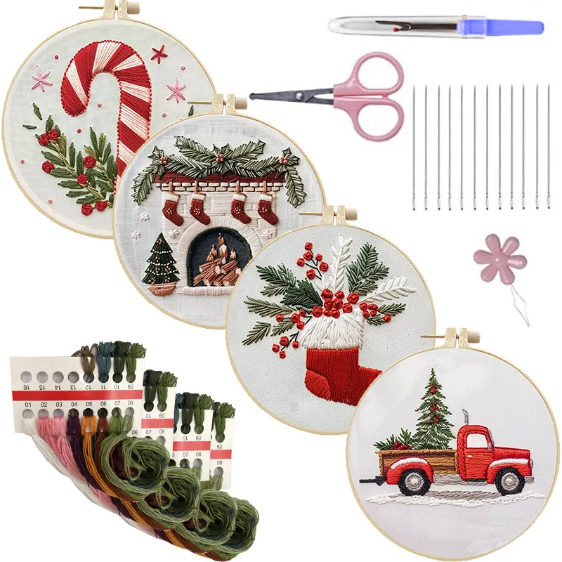Hand Embroidery Starter Kit DI - Cross Stitch Stamped Kits Beginners 评论和价格