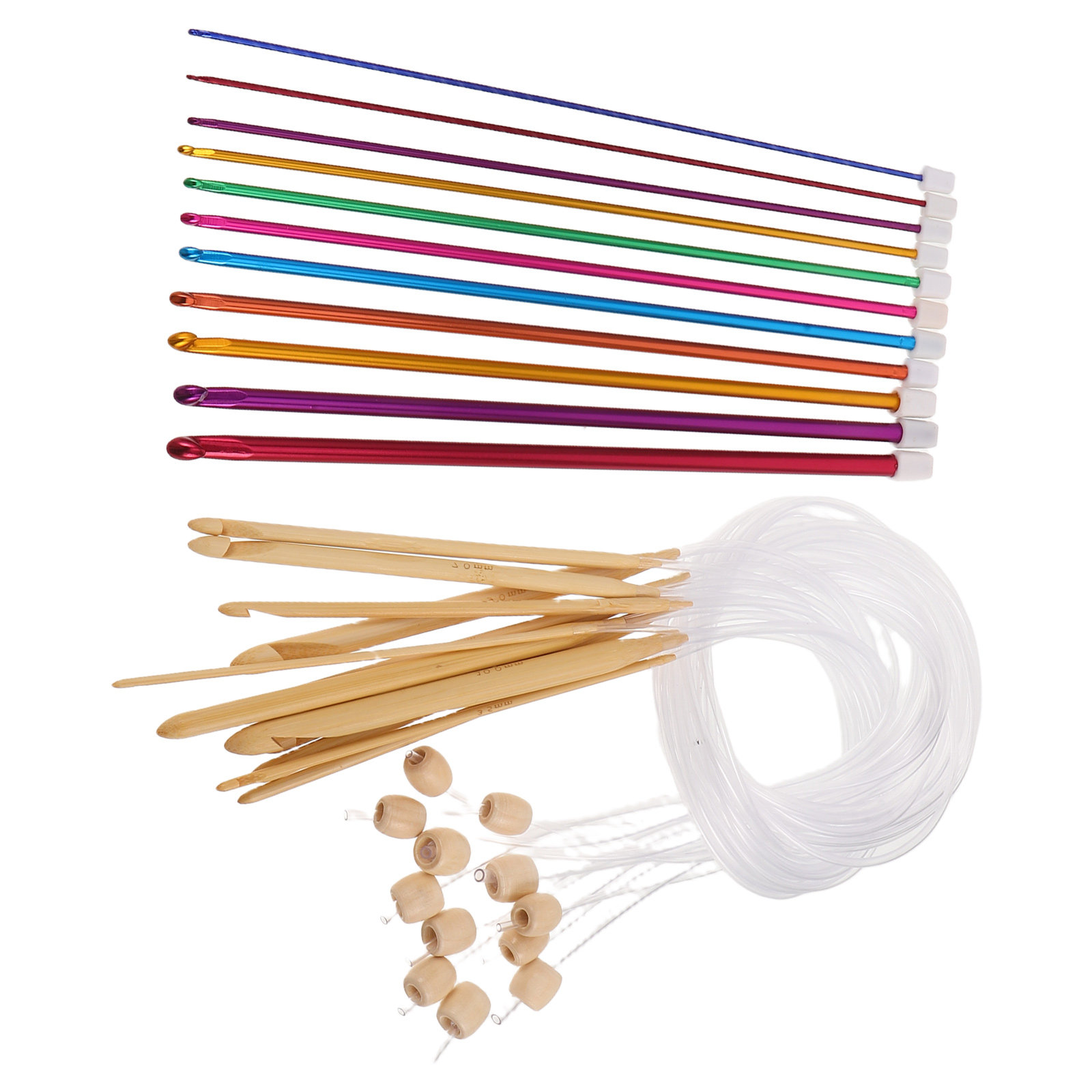 1Set Vibrant Color Crochet Hoo - Wooden Crochet Hooks Ergonomic Handle 评论和价格