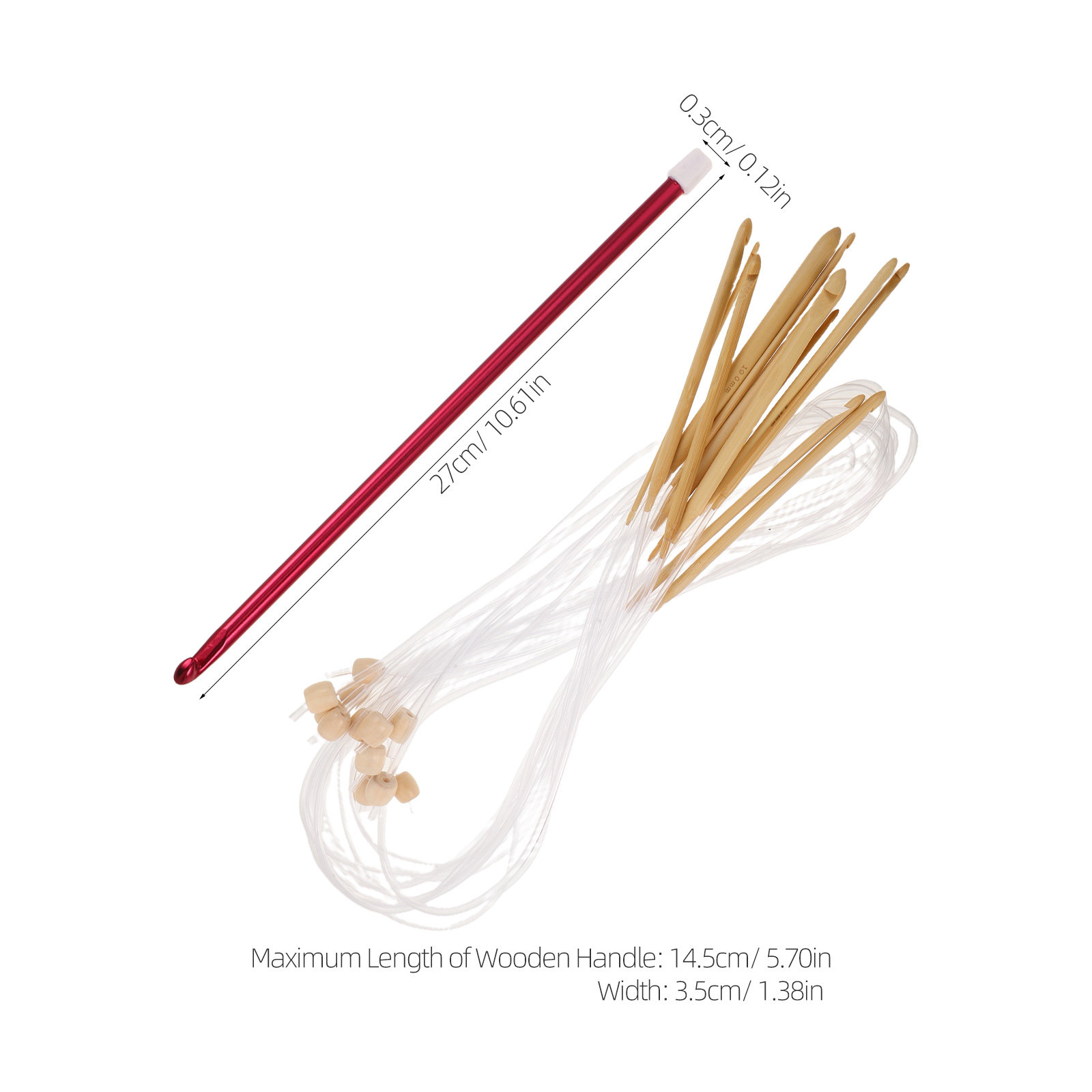 1Set Vibrant Color Crochet Hoo - Wooden Crochet Hooks Ergonomic Handle 评论和价格
