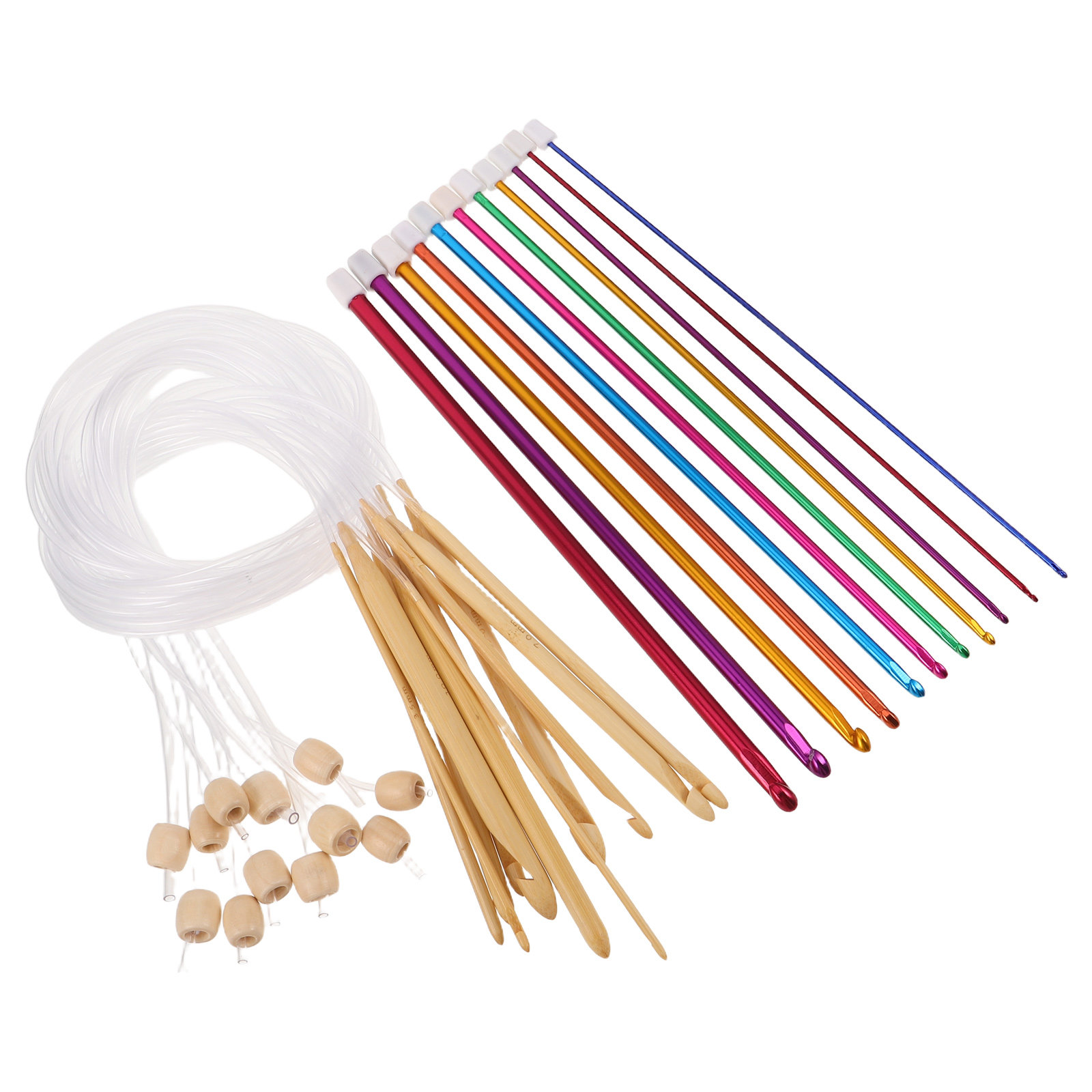 1Set Vibrant Color Crochet Hoo - Wooden Crochet Hooks Ergonomic Handle 评论和价格