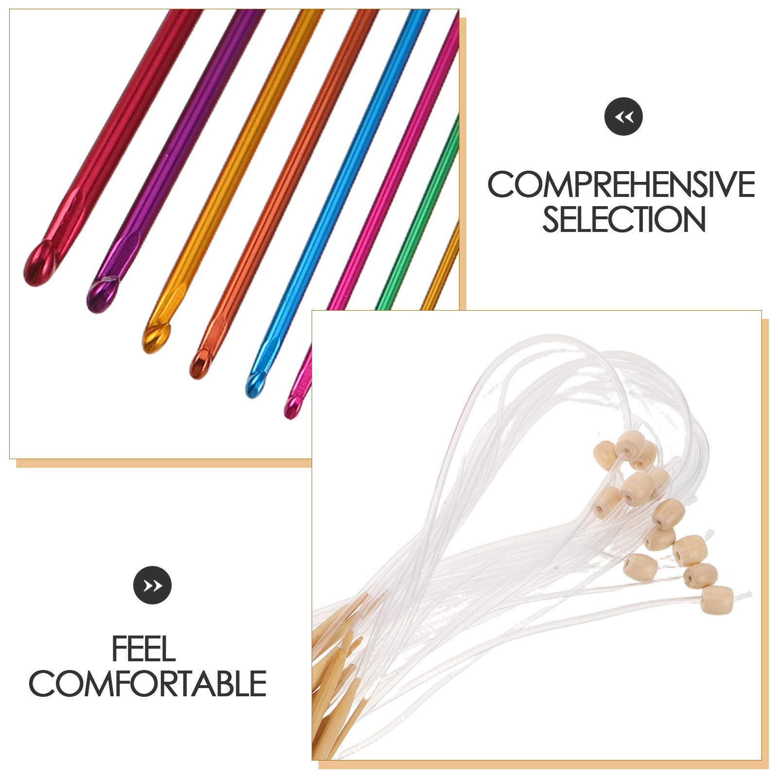 1Set Vibrant Color Crochet Hoo - Wooden Crochet Hooks Ergonomic Handle 评论和价格
