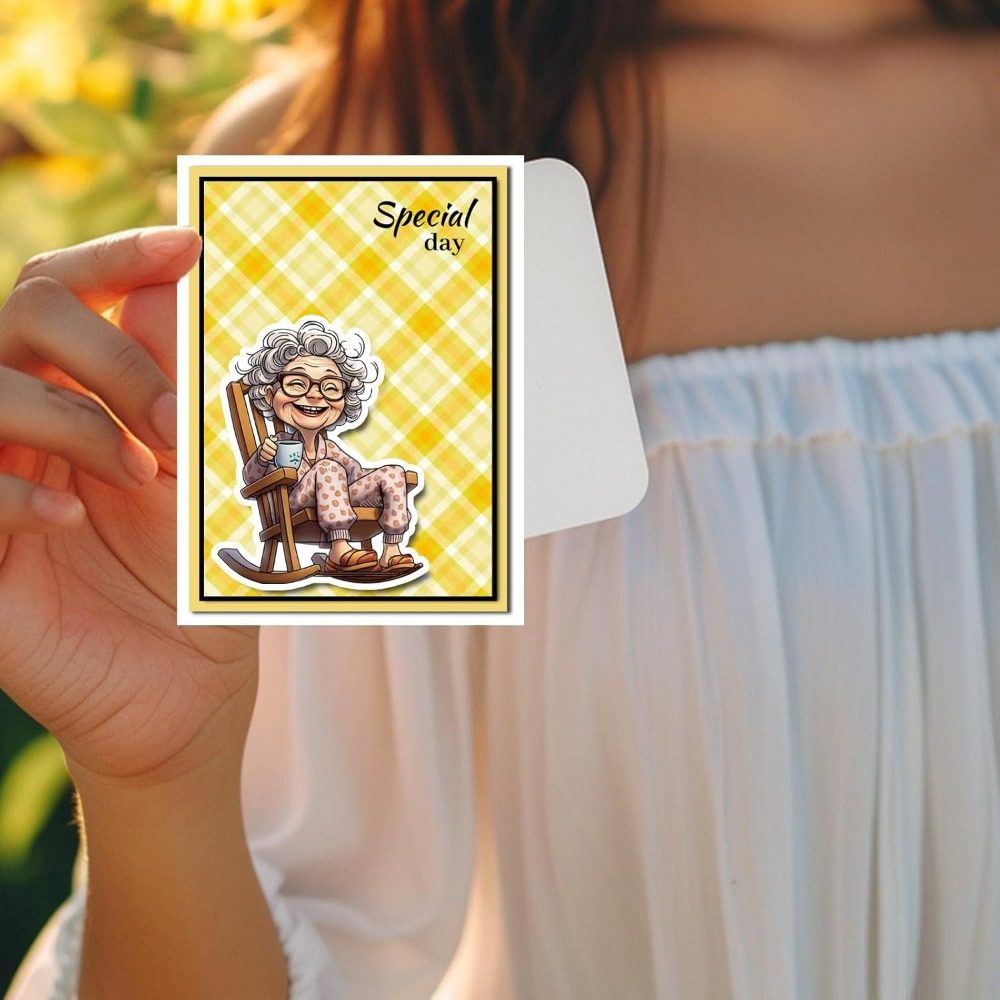 Smiling Old Lady Clear Stamps  - Clear Silicone Stamps For Card Making 评论和价格