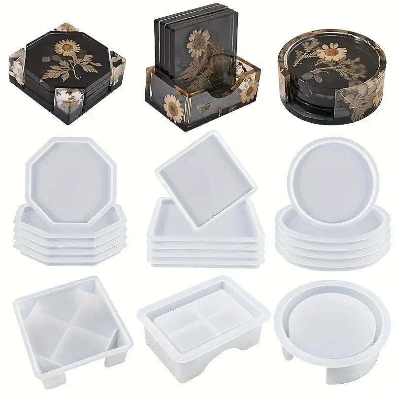 Coaster Resin Molds Set Includ - Silicone Epoxy Resin Molds Set 评论和价格